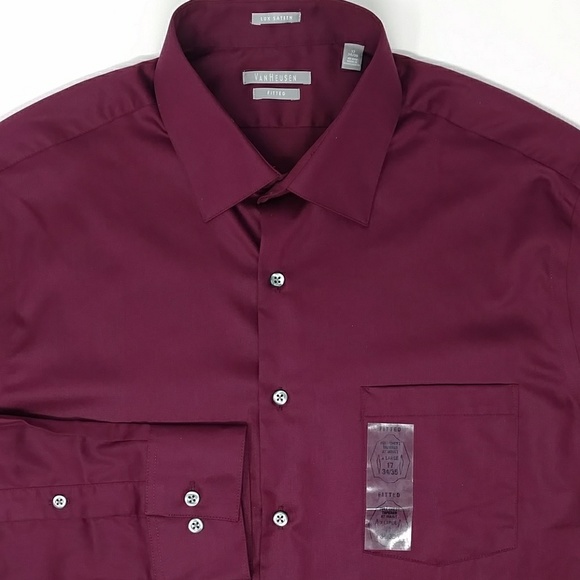 Van Heusen Men's Lux Sateen Fitted Dress Shirt - Picture 1 of 8